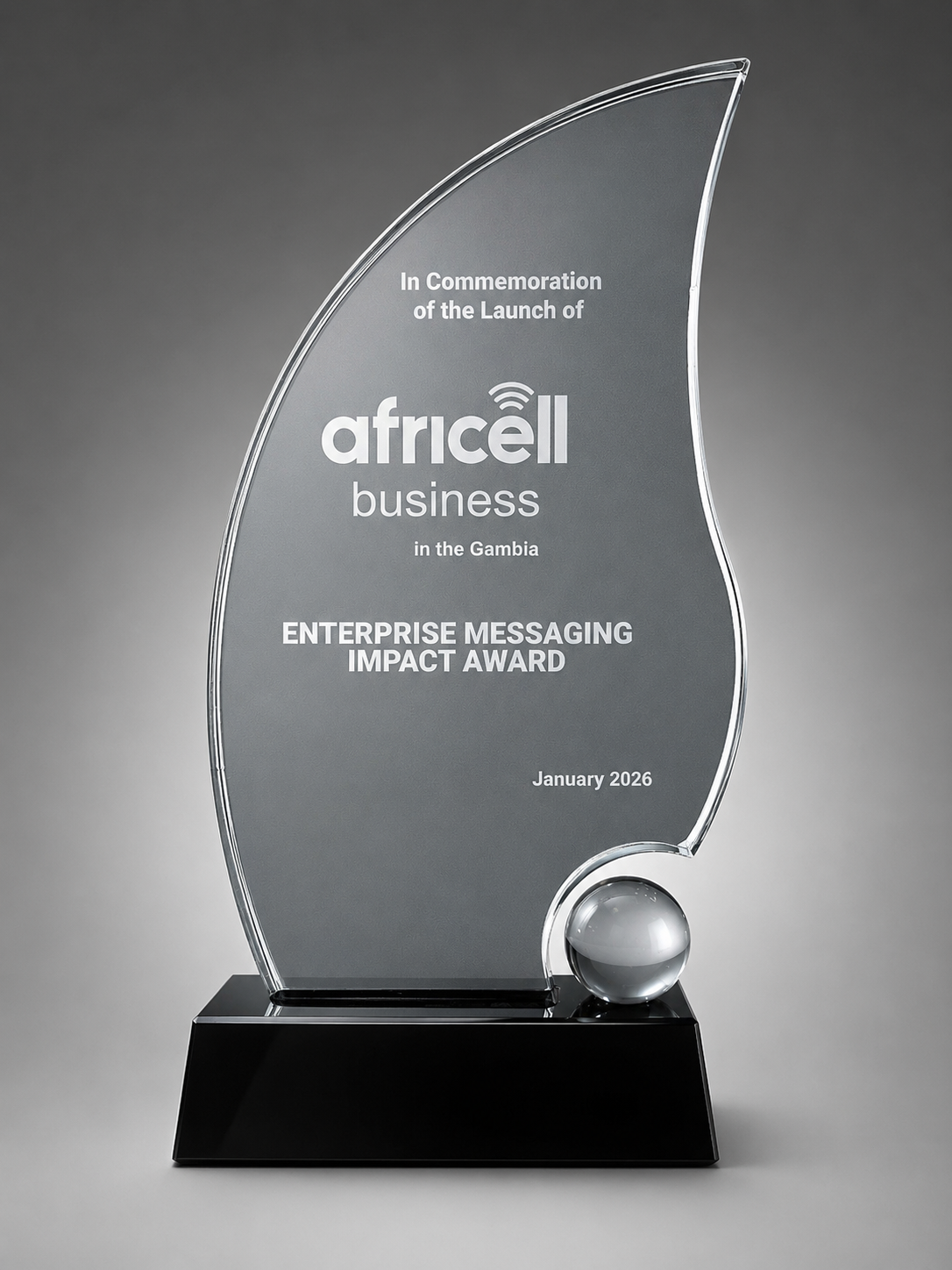 Datasling Africell Business Awards trophy