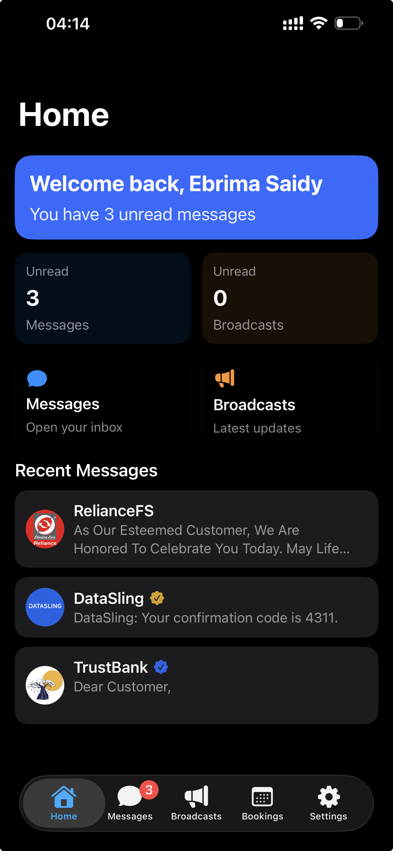 OTP and notification flow