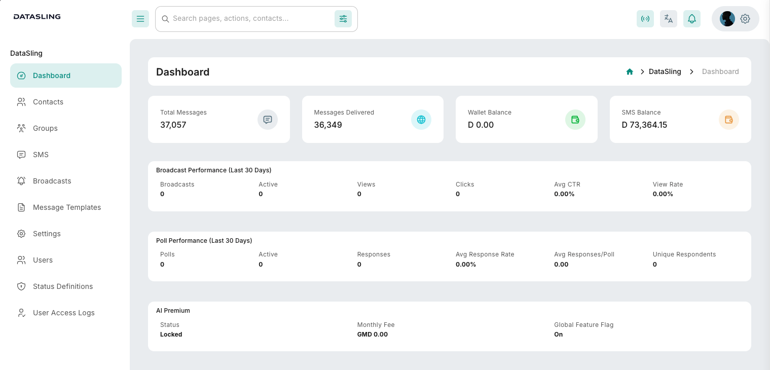 Datasling OTP and messaging view