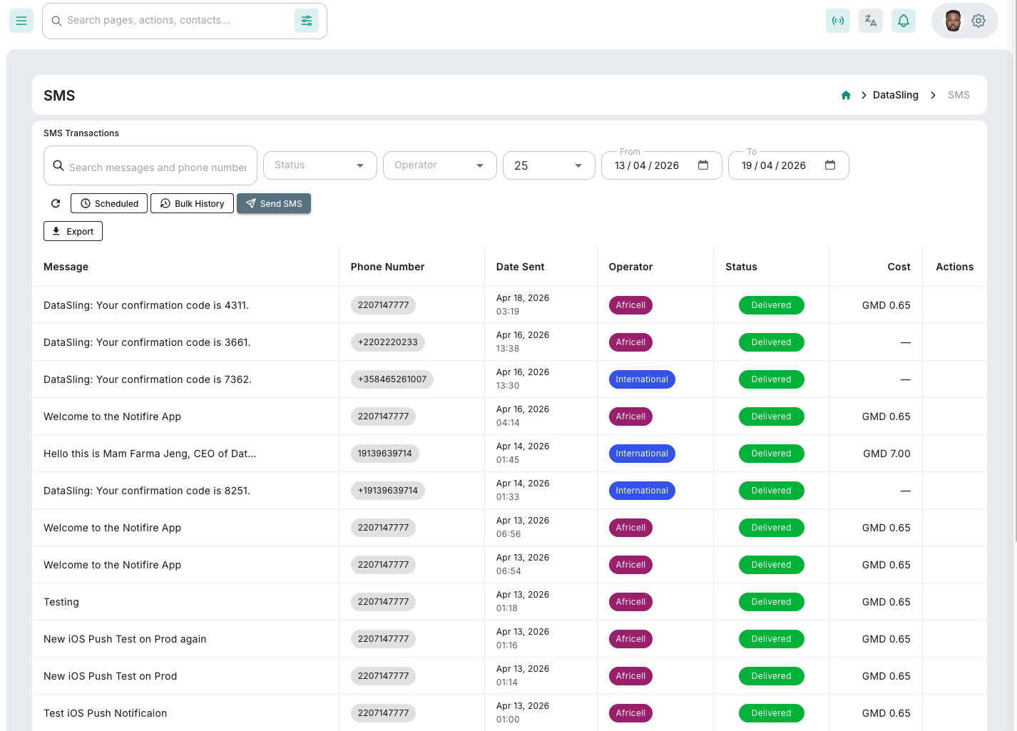 Datasling service workspace